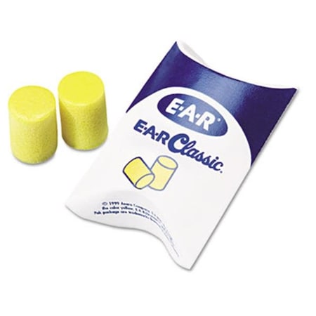 3M 3101001 Classic Ear Plugs  Pillow Paks  Uncorded  PVC Foam  Yellow  200 Pairs/Box